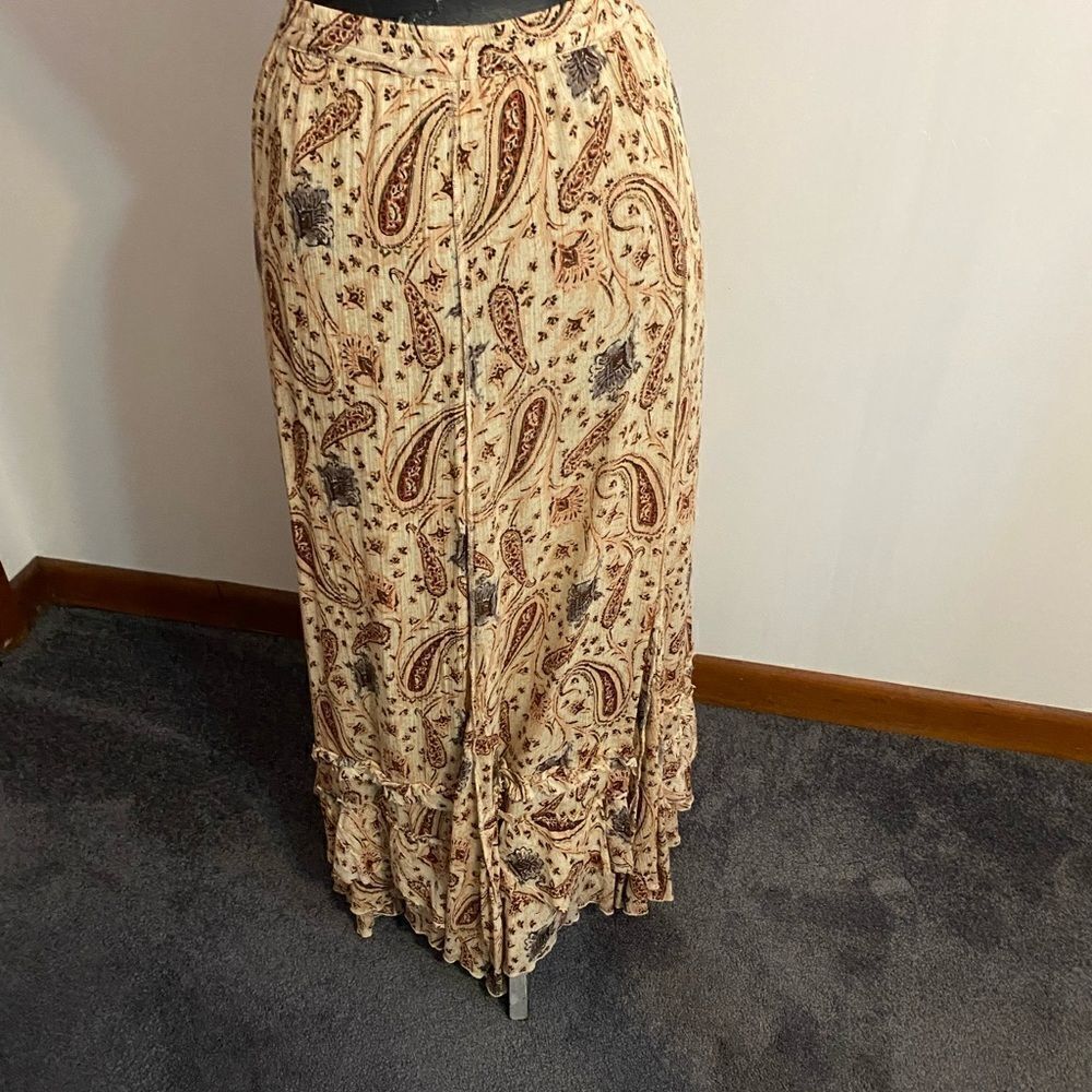 Coldwater Creek Mojave Desert Ruffle pleated bottom skirt, size L